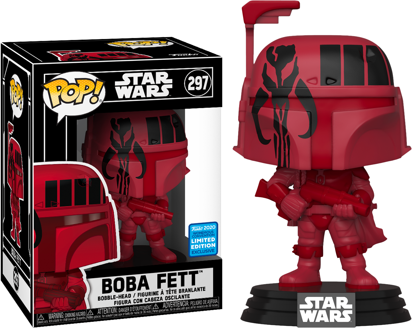 ​Star Wars - Boba Fett with Mandalorian Symbol Pop! Vinyl Figure in Pop! Protector (2020 Wondrous Convention Exclusive)