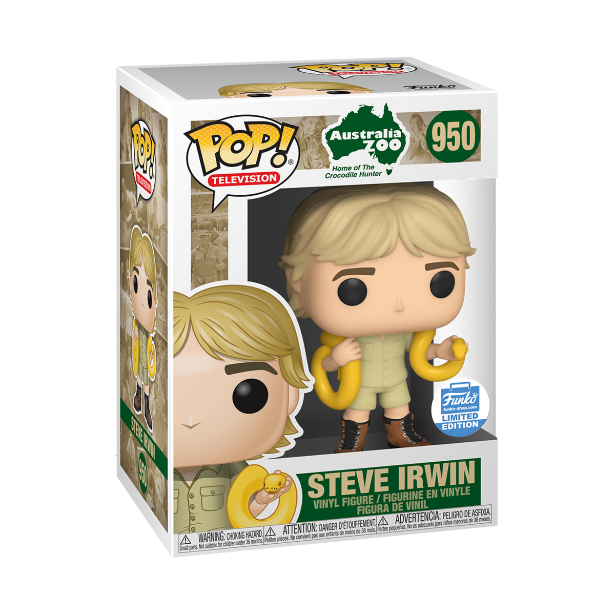 The Crocodile Hunter - Steve Irwin with Snake Pop! Vinyl Figure- Australia Zoo Sticker Exclusive