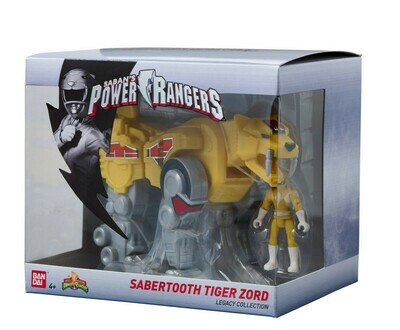 Order: Mighty Morphin Power Rangers - Sabertooth Tiger Zord with Yellow Ranger Legacy Collection 6” Action Figure Set