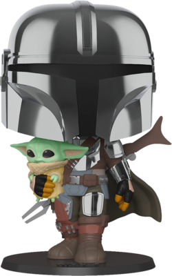 Pre-Order: Star Wars: The Mandalorian – The Mandalorian Chrome Armour with The Child 10” Pop! Vinyl Figure