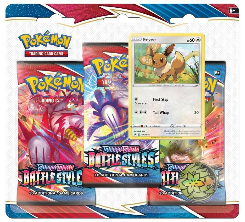 POKEMON TCG Sword and Shield - Battle Styles Three Booster Blister- Eeve