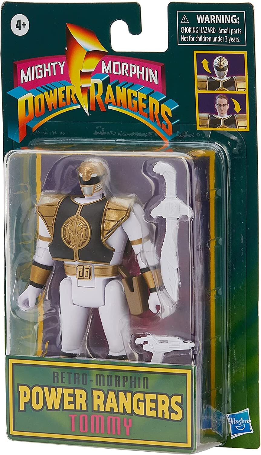Mighty Morphin Power Rangers Retro Morphin White Ranger Tommy - Fliphead Comic Book Action Figure