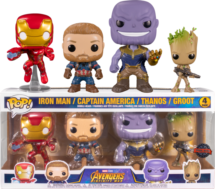 Avengers 3: Infinity War - Captain America, Iron Man, Thanos &amp; Groot Pop! Vinyl Figure 4-Pack