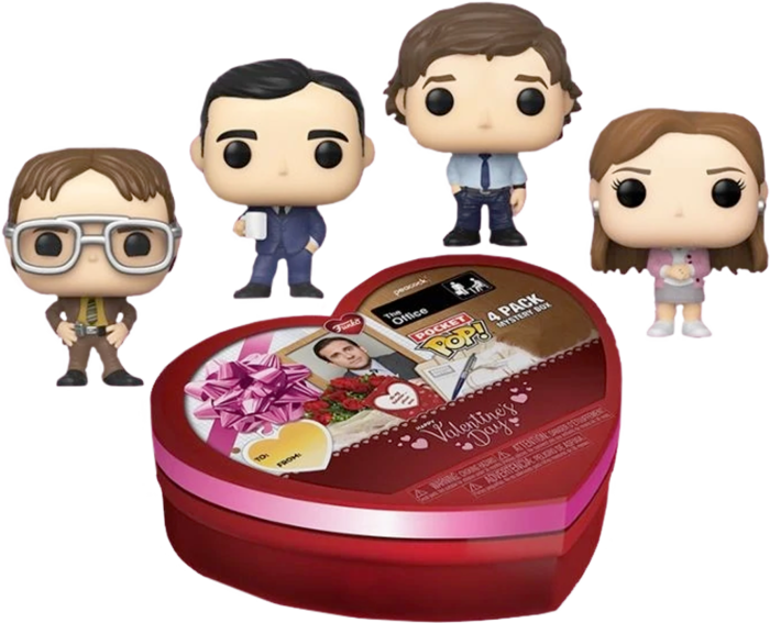 The Office - Jim, Dwight, Pam & Michael Valentine’s Day Heart-Shaped Box Pocket Pop! Vinyl Figure 4-Pack