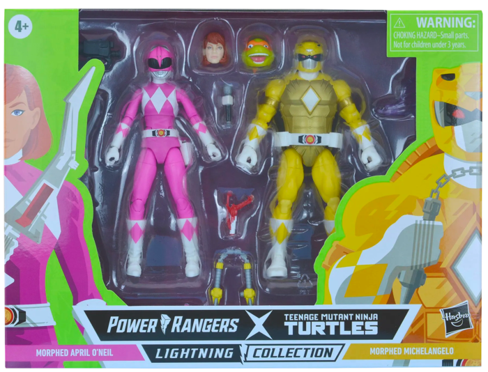 Mighty Morphin Power Rangers / Teenage Mutant Ninja Turtles - Morphed Michelangelo and Morphed April O’Neil Lightning Collection 6” Scale Action Figure 2-Pack