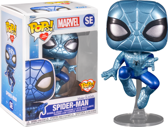 Spider-Man - Spider-Man Make A Wish Blue Metallic Pop! Vinyl Figure (Pops with Purpose)