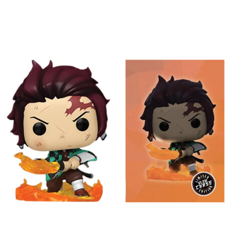 Demon Slayer - Tanjiro Chase with Flaming Blade Pop! Vinyl Figure Bundle of 6 (set of 6 Pops) 