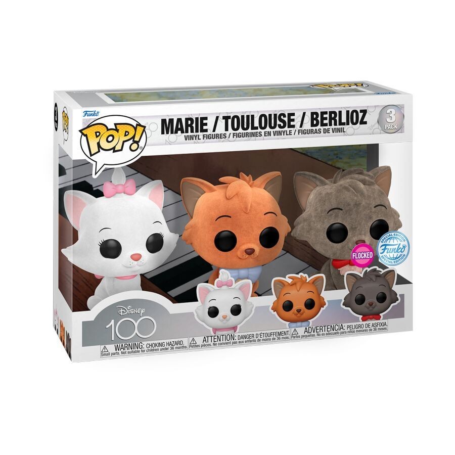Disney 100th - Aristocats Flocked Pop! Vinyl 3-Pack Figure