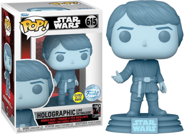 Star Wars Episode VI: Return of the Jedi - Holographic Luke Skywalker 40th Anniversary Glow-in-the-Dark Pop! Vinyl Figure
