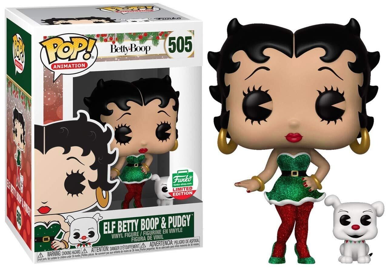 Betty Boop- Elf Betty Boop and Pudgy (Diamond Glitter) Pop! Vinyl Figure- Funko Limited Edition