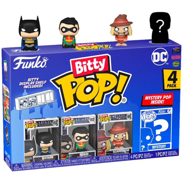 Batman: The Animated Series - Batman, Robin, Scarecrow &amp; Mystery Bitty Pop! Vinyl Figure 4-Pack