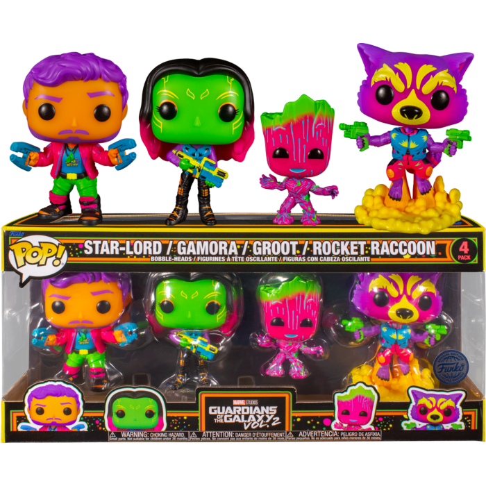 Guardians of the Galaxy: Vol 2 - Star-Lord, Gamora, Groot &amp; Rocket Raccoon Blacklight Pop! Vinyl Figure 4-Pack