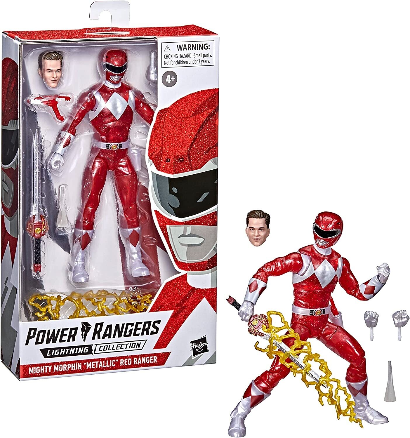 Power Rangers Mighty Morphin Metallic Red Ranger Lightning Collection (Box Minor Damaged)
