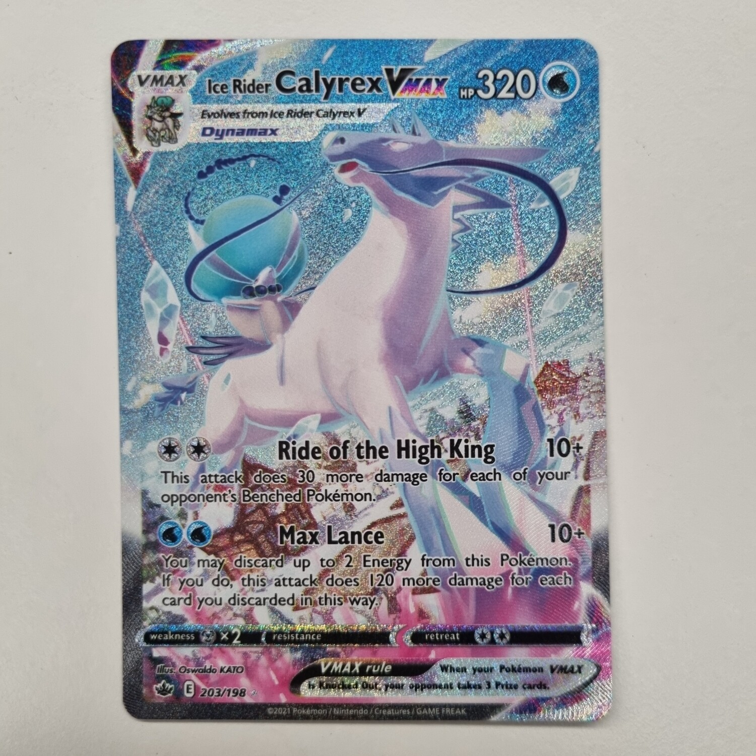 Pokemon Card- Ice Rider Calyrex Vmax Alternate Art 203/198