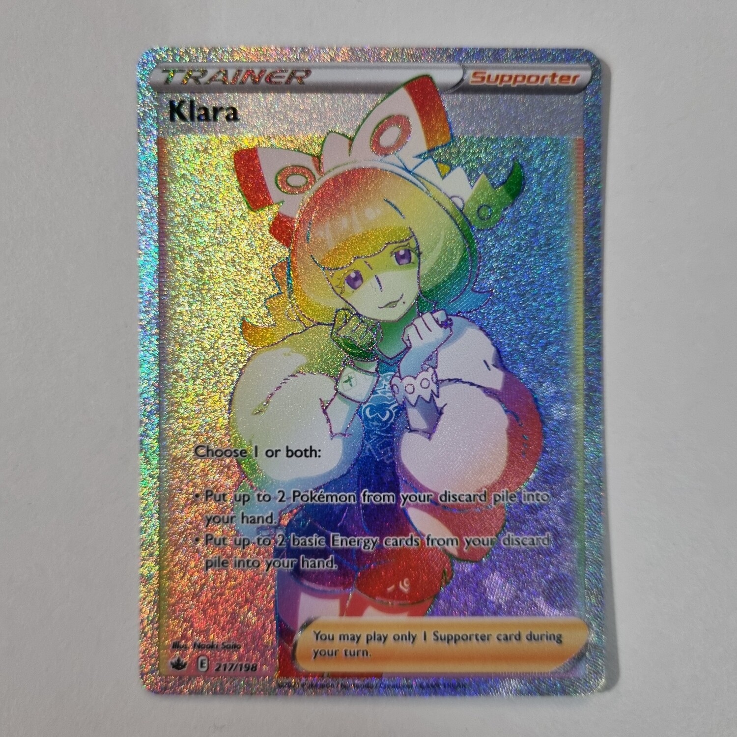 Pokemon Card- Klara Trainer Rainbow Secret Rare 217/198