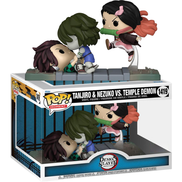Demon Slayer - Tanjiro &amp; Nezuko Vs Temple Demon Pop! Moment Vinyl Figure
