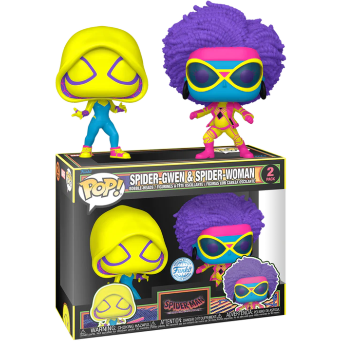 Spider-Man: Across the Spider-Verse - Spider-Gwen &amp; Spider-Woman Blacklight Pop! Vinyl 2-Pack