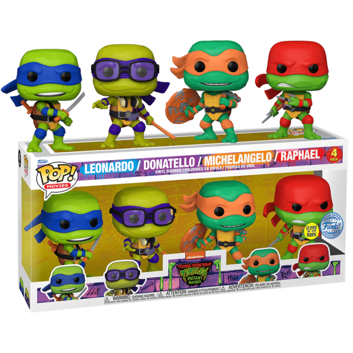 Teenage Mutant Ninja Turtles: Mutant Mayhem - Turtles Glow-in-the-Dark Pop! Vinyl Figure 4-Pack