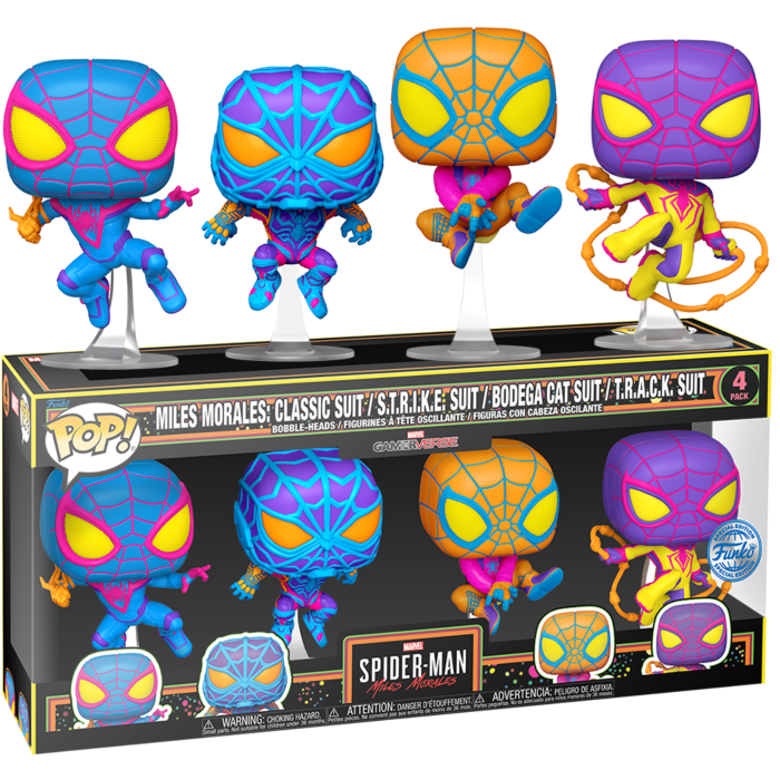 Pre-Order: Miles Morales - Blacklight Pop! Vinyl 4-Pack Pop! Vinyl Figure