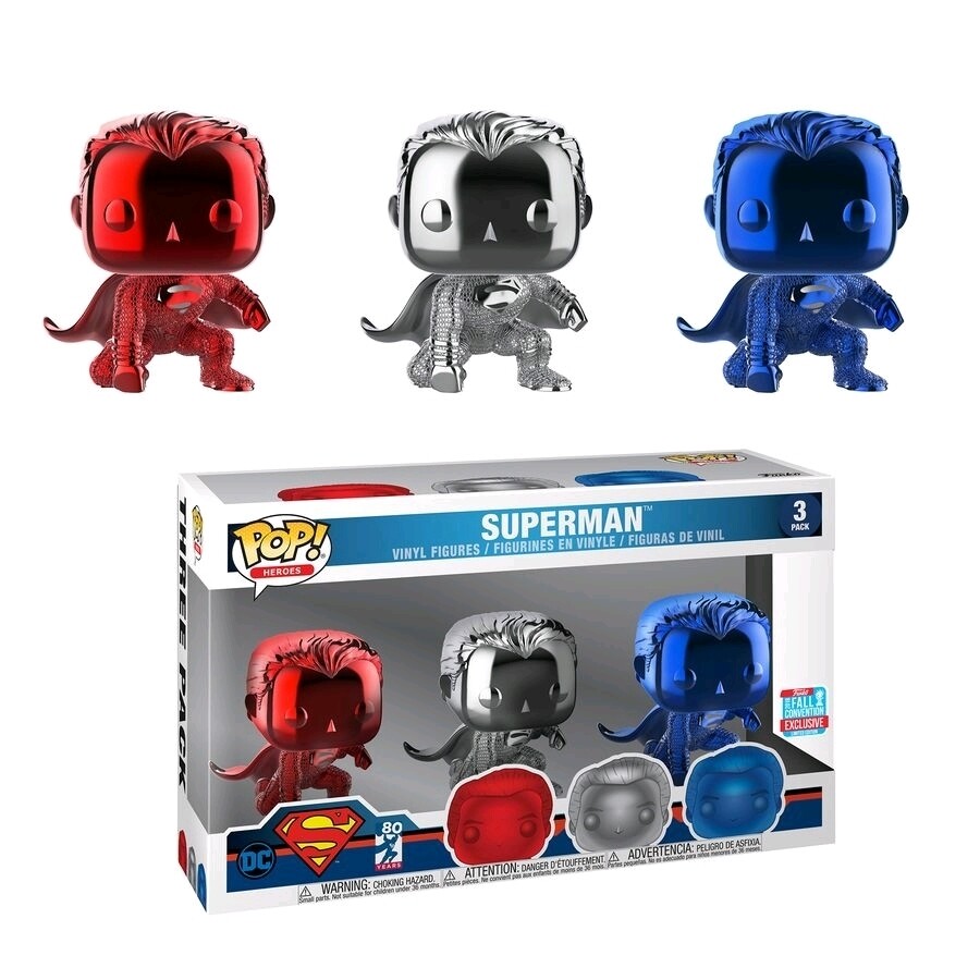Pop Vinyl Superman Chrome 3 Pack NYCC 2018