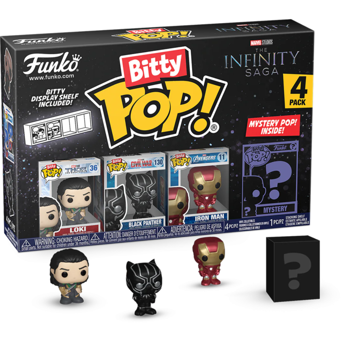 Marvel - Loki, Black Panther, Iron Man &amp; Mystery Bitty Pop! Vinyl Figure 4-Pack