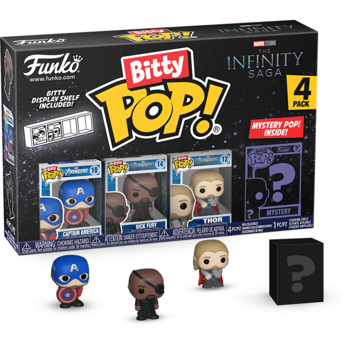 Marvel - Captain America, Nick Fury, Thor &amp; Mystery Bitty Pop! Vinyl Figure 4-Pack