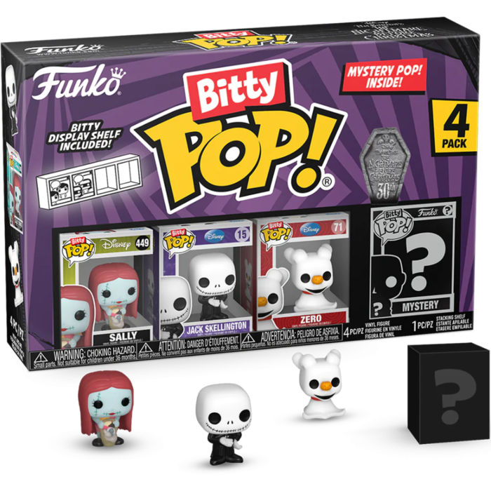 The Nightmare Before Christmas - Sally, Jack Skellington, Zero &amp; Mystery Bitty Pop! Vinyl Figure 4-Pack