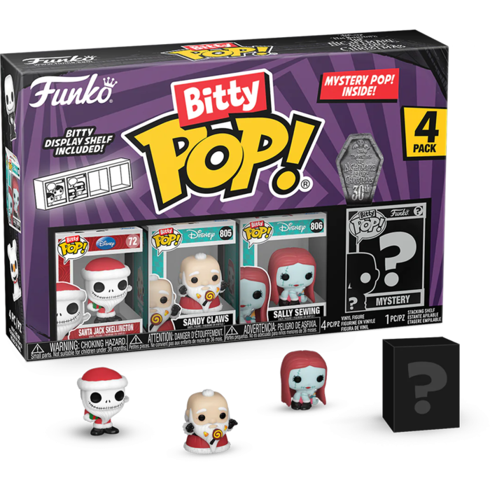 The Nightmare Before Christmas - Santa Jack, Sandy Claws, Sally Sewing &amp; Mystery Bitty Pop! Vinyl Figure 4-Pack