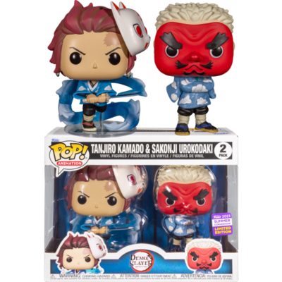 Demon Slayer - Tanjiro Kamado &amp; Sakonji Urokodaki Pop! Vinyl Figure 2-Pack (2023 Summer Convention Exclusive)