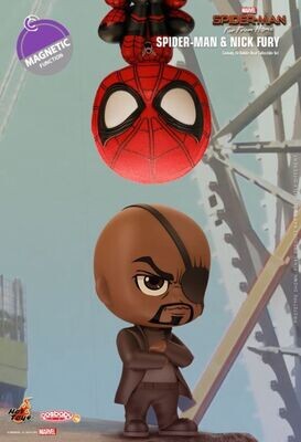 Spider-Man: Far From Home - Spider-Man &amp; Nick Fury Cosbaby 3.75” Hot Toys Bobble-Head Figure 2-Pack view 2 - Mighty Toys…