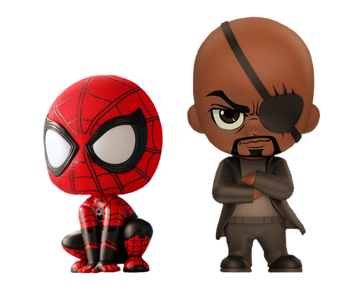 Spider-Man: Far From Home - Spider-Man &amp; Nick Fury Cosbaby 3.75” Hot Toys Bobble-Head Figure 2-Pack