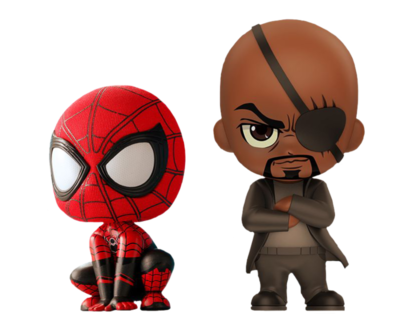 Spider-Man: Far From Home - Spider-Man & Nick Fury Cosbaby 3.75” Hot Toys Bobble-Head Figure 2-Pack