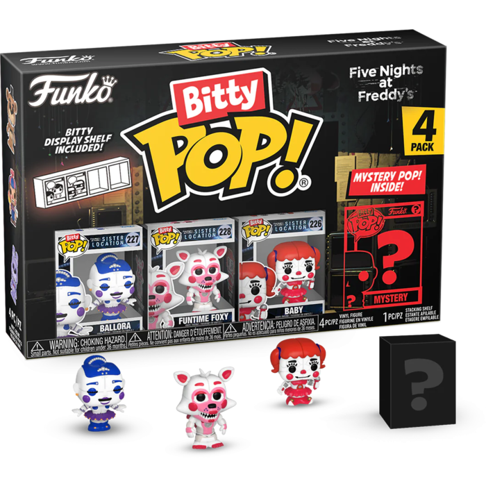 Five Nights at Freddy&#39;s - Ballora, Funtime Foxy, Baby &amp; Mystery Bitty Pop! Vinyl Figure 4-Pack