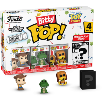 Toy Story 4 - Woody, Rex, Slinky Dog & Mystery Bitty Pop! Vinyl Figure 4-Pack