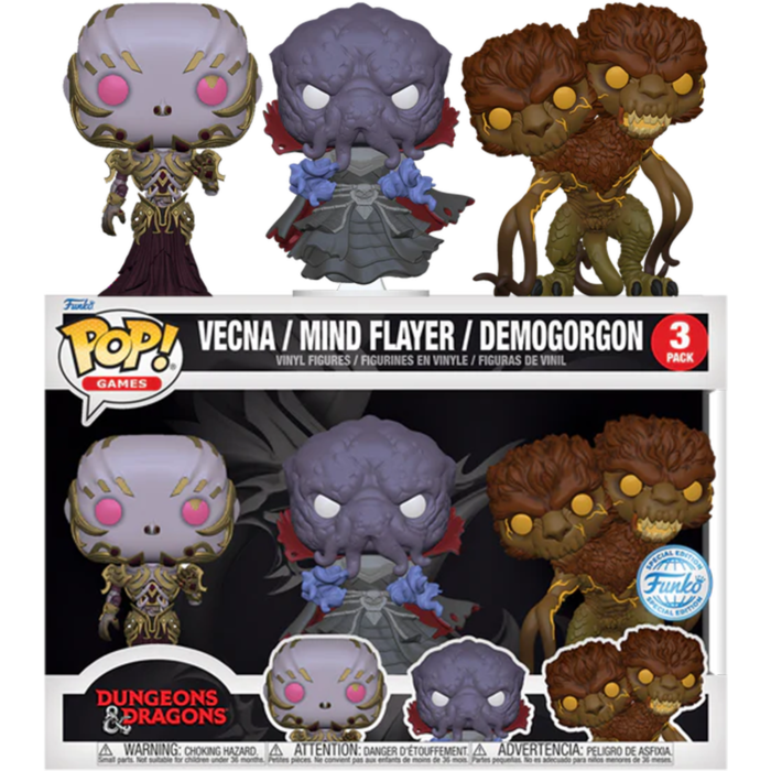 Dungeons &amp; Dragons - Vecna, Mind Flayer &amp; Demogorgon Pop! Vinyl Figure 3-Pack
