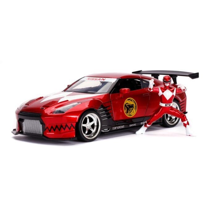 Power Rangers Red Ranger &amp; 2009 Nissan GT-R R35 Ben Sopra 1:24 Die - Cast Vehicle with Figure