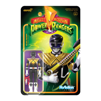 Mighty Morphin Power Rangers - Black Ranger with Dragon Shield ReAction 3.75” Action Figure