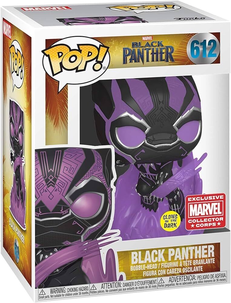 Black Panther Pop! Vinyl Figure Glow In The Dark (Marvel Collector Corps Exclusive ) (Box Minor Damaged)