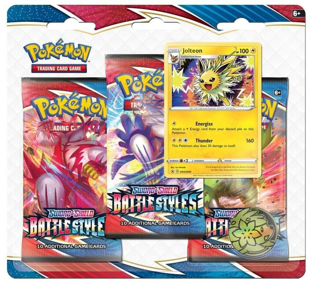 POKEMON TCG Sword and Shield - Battle Styles Three Booster Blister- Jolteon