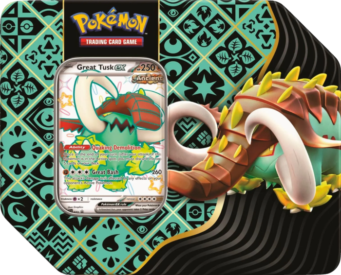 Pokemon - Scarlet &amp; Violet 4.5 Paldean Fates Shiny Great Tusk ex Tin