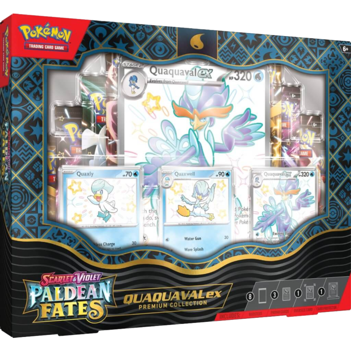 Pokemon - Scarlet &amp; Violet 4.5 Paldean Fates Shiny Quaquaval ex Premium Collection Box Set