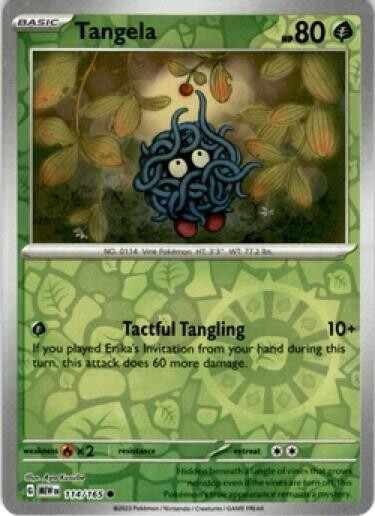 Pokemon Card- TANGELA- 114/165 - REVERSE HOLO SCARLET &amp; VIOLET 151