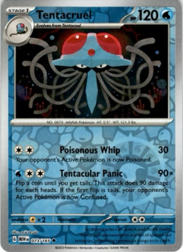 Pokemon Card- TENTACRUEL - 073/165 - REVERSE HOLO SCARLET &amp; VIOLET 151