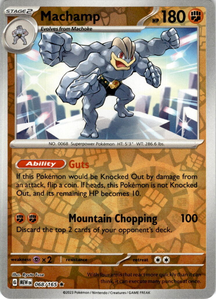 Pokemon Card- MACHAMP- 068/165 - REVERSE HOLO SCARLET &amp; VIOLET 151
