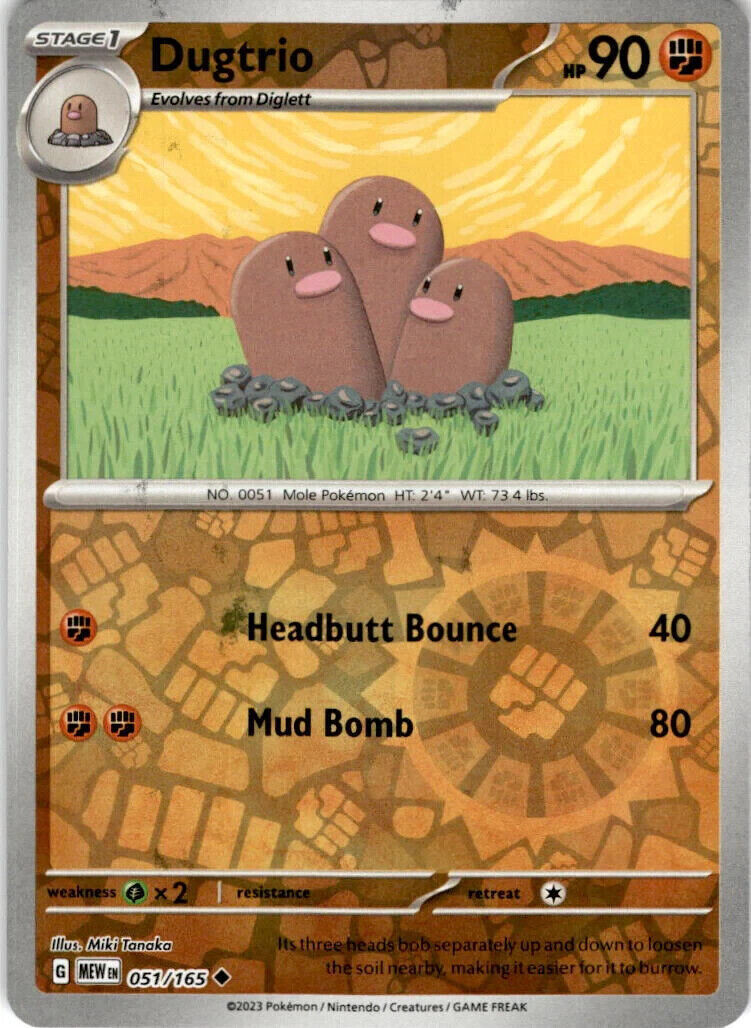 Pokemon Card- DUGTRIO- 051/165 - REVERSE HOLO SCARLET &amp; VIOLET 151