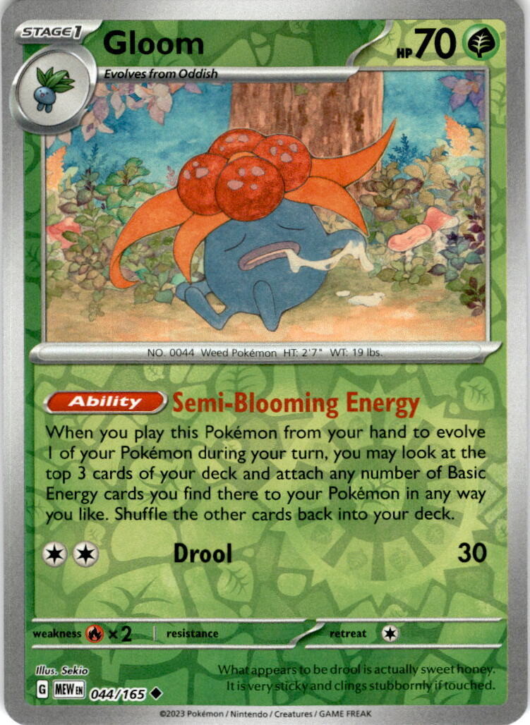 Pokemon Card- GLOOM - 044/165 - REVERSE HOLO SCARLET &amp; VIOLET 151
