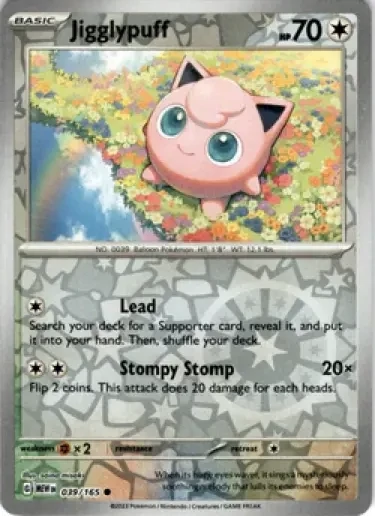 Pokemon Card- JIGGLEPUFF- 039/165 - REVERSE HOLO SCARLET &amp; VIOLET 151