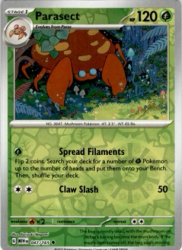 Pokemon Card- PARASECT- 047/165 - REVERSE HOLO SCARLET &amp; VIOLET 151