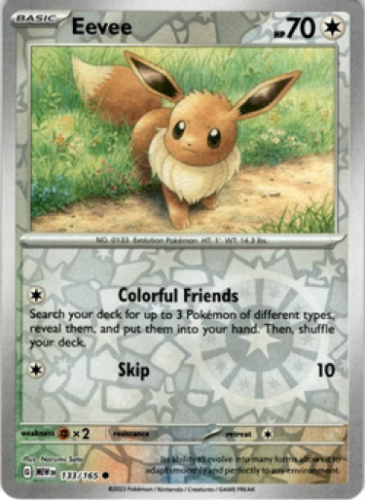 Pokemon Card- EEVEE- 133/165 - REVERSE HOLO SCARLET &amp; VIOLET 151