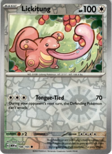 Pokemon Card- LICKITUNG - 108/165 - REVERSE HOLO SCARLET &amp; VIOLET 151